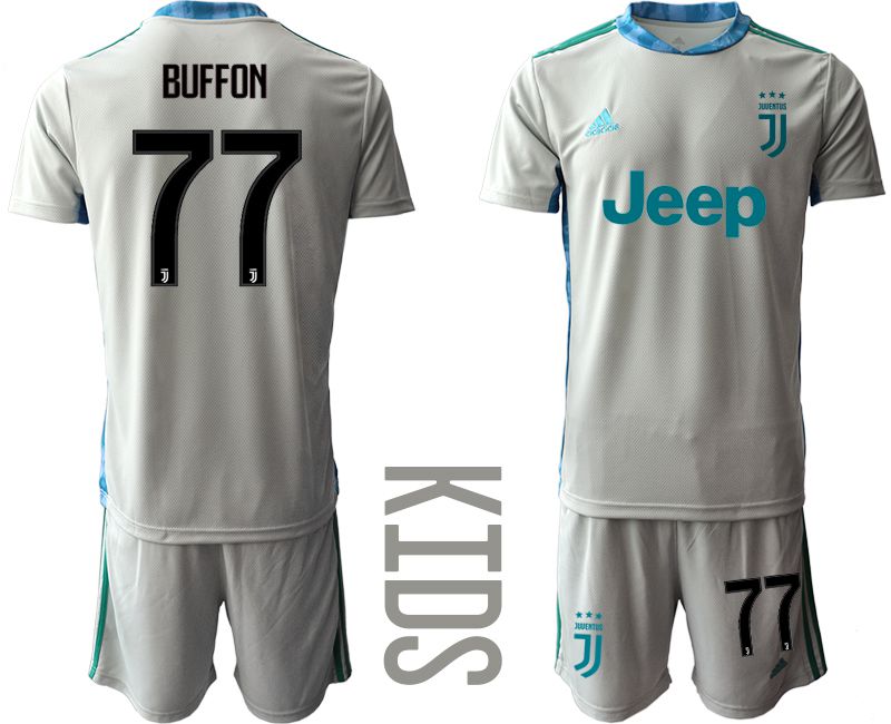 Youth 2020-2021 club Juventus gray goalkeeper #77 Soccer Jerseys->juventus jersey->Soccer Club Jersey